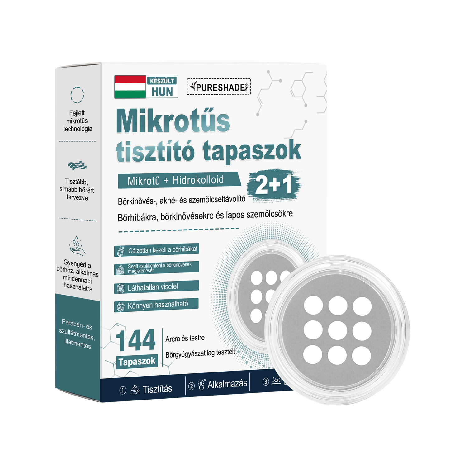 PURESHADE® 2 az 1-ben mikrotűs és hidrokolloid tapasz🍀🍀 | Kiálló anyajegyek, aknék, lapos szemölcsök és bőrnövedékek eltávolítására | Segít csökkenteni a ráncokat, hegeket és bőrhibákat | Láthatatlan tapasz az arcra és testre