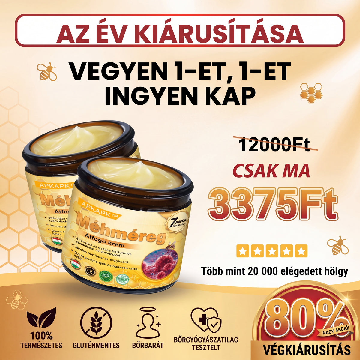 🐝🐝🐝APKAPK® Méhméreg Átfogó Krém🔥 Magyar fejlesztés, magyarországi gyártás és szállítás