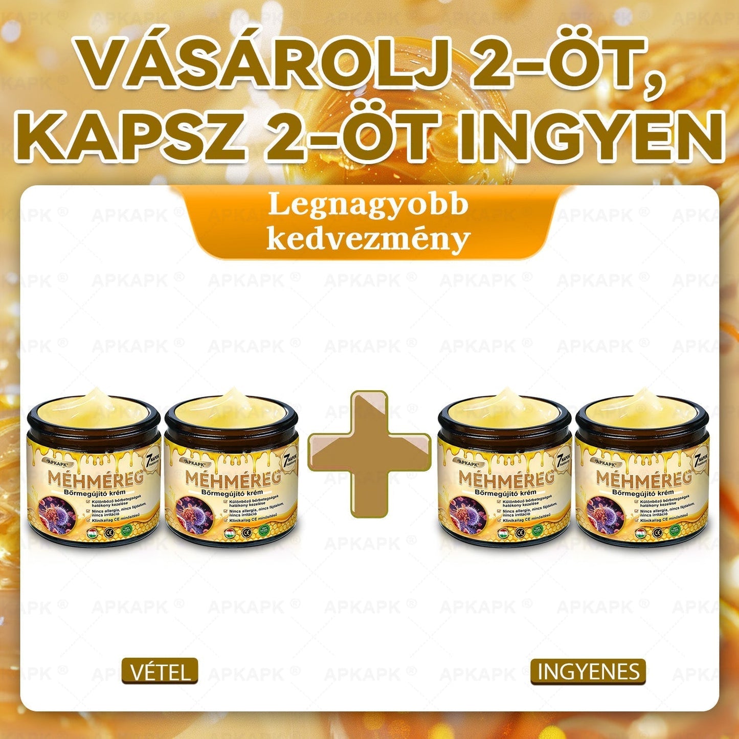 🍯 𝖠𝖯𝖪𝖠𝖯𝖪® Méhméreg Bőr Helyreállító Krém 🔥 Magyar fejlesztés, magyarországi gyártás és szállítás