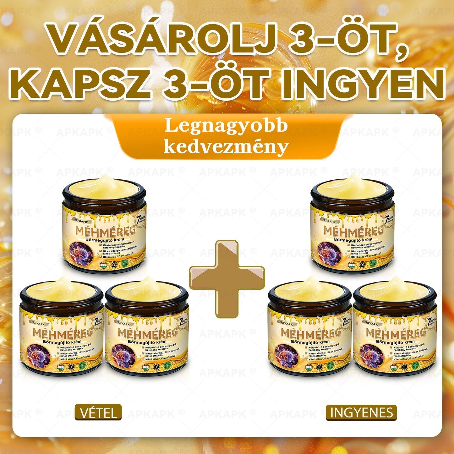 🍯 𝖠𝖯𝖪𝖠𝖯𝖪® Méhméreg Bőr Helyreállító Krém 🔥 Magyar fejlesztés, magyarországi gyártás és szállítás